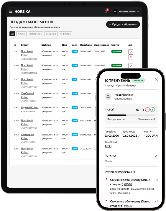 Абонементи — HORSIKA